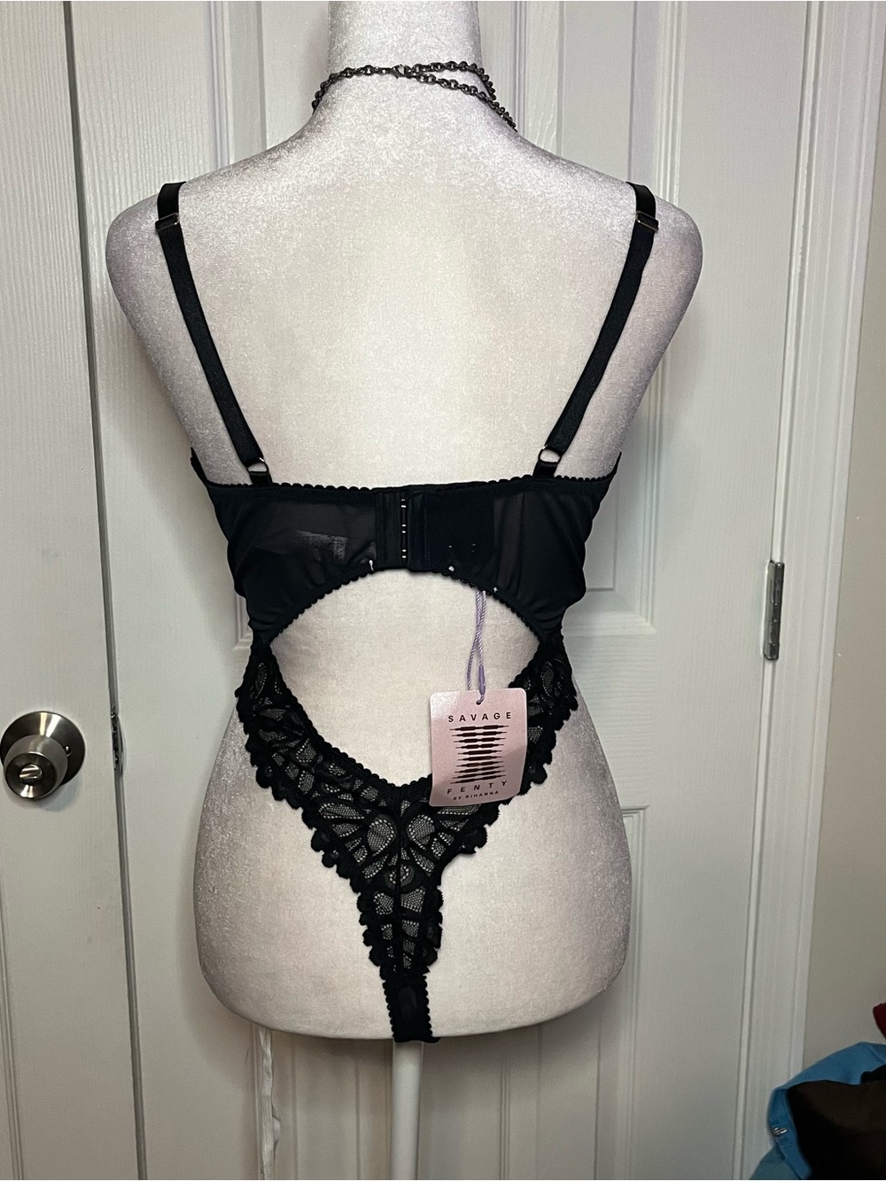 Black Savage not sorry sheer lace savage x Fenty teddy bodysuit - Picture 7 of 8
